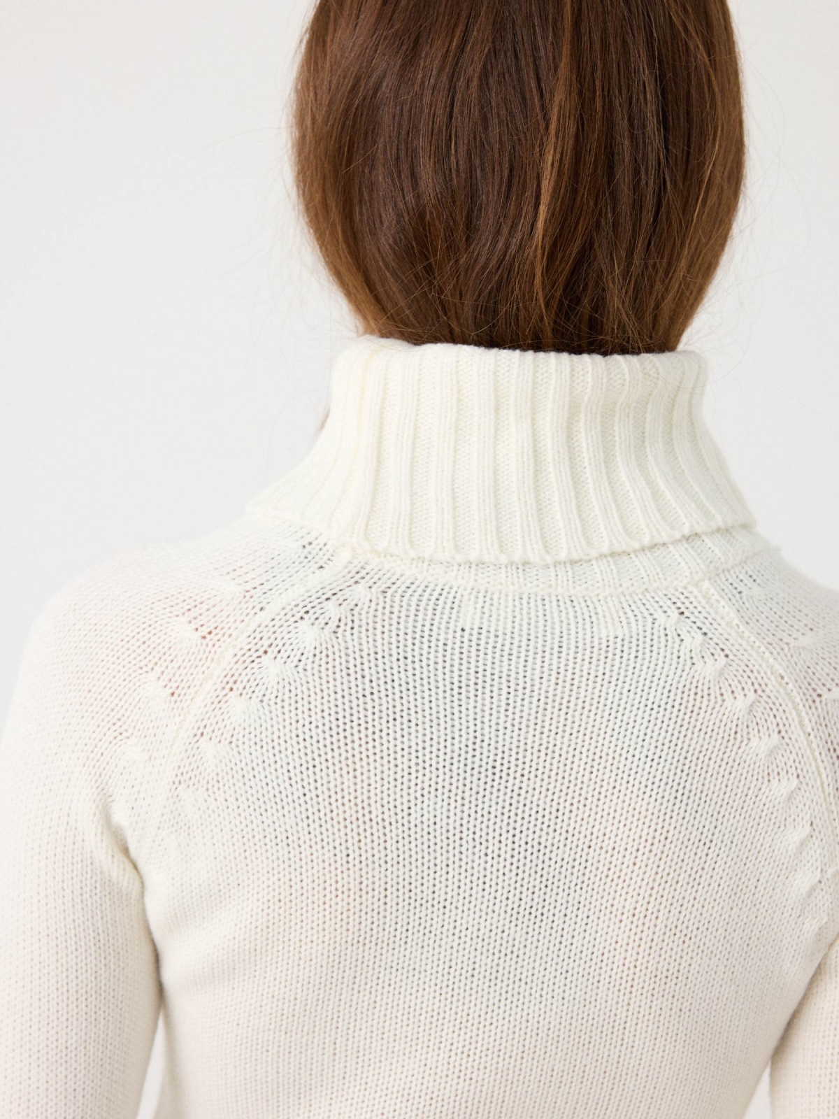 knit turtleneck sweater off white detail view