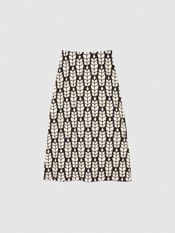  Printed midi skirt black/beige front view