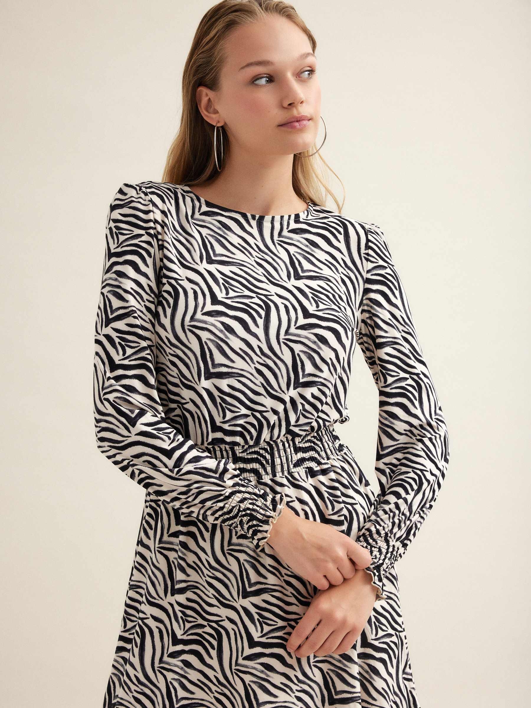 Zebra dress black three-quarter front view
