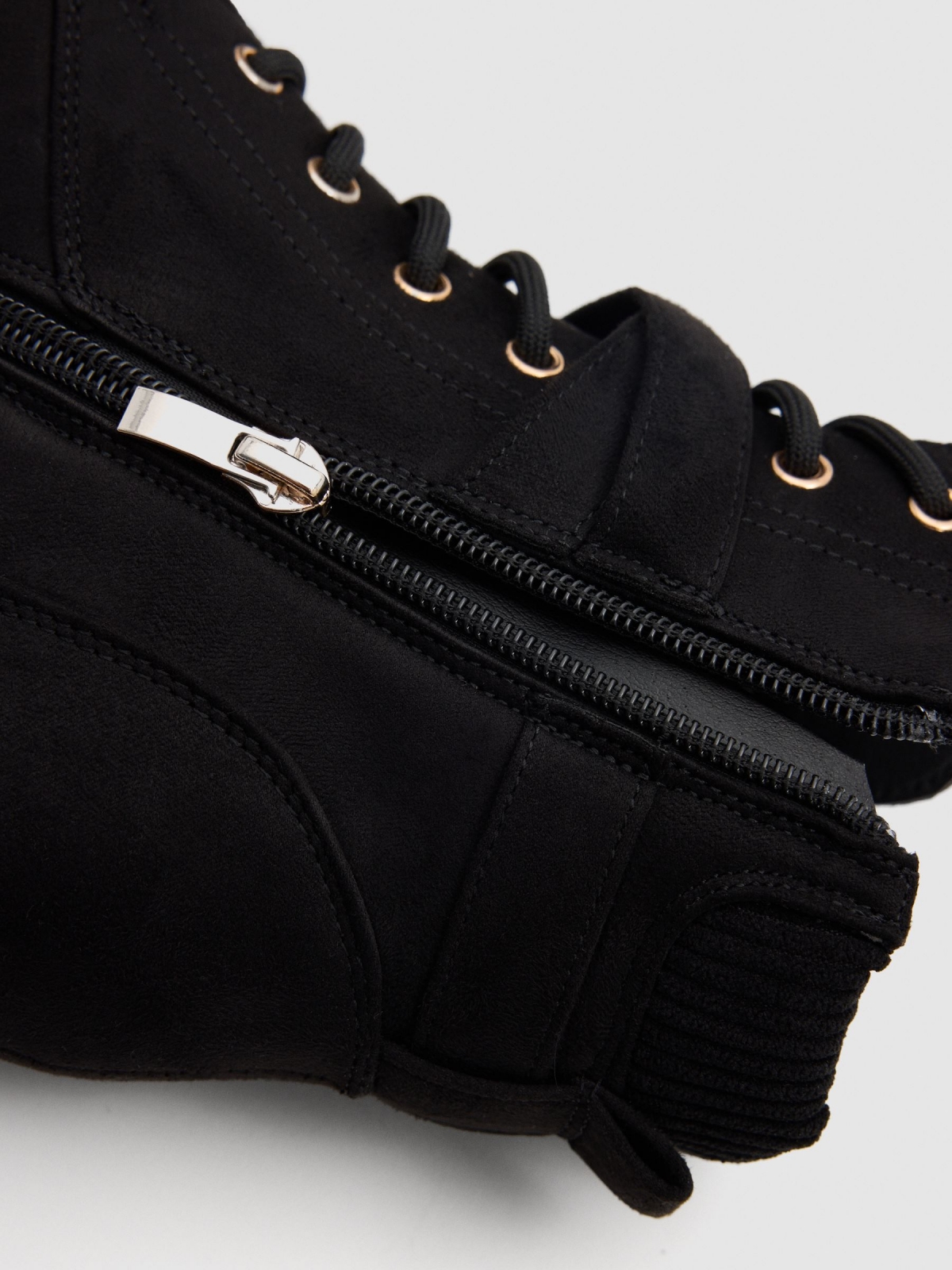 Heeled lace-up boots black detail view