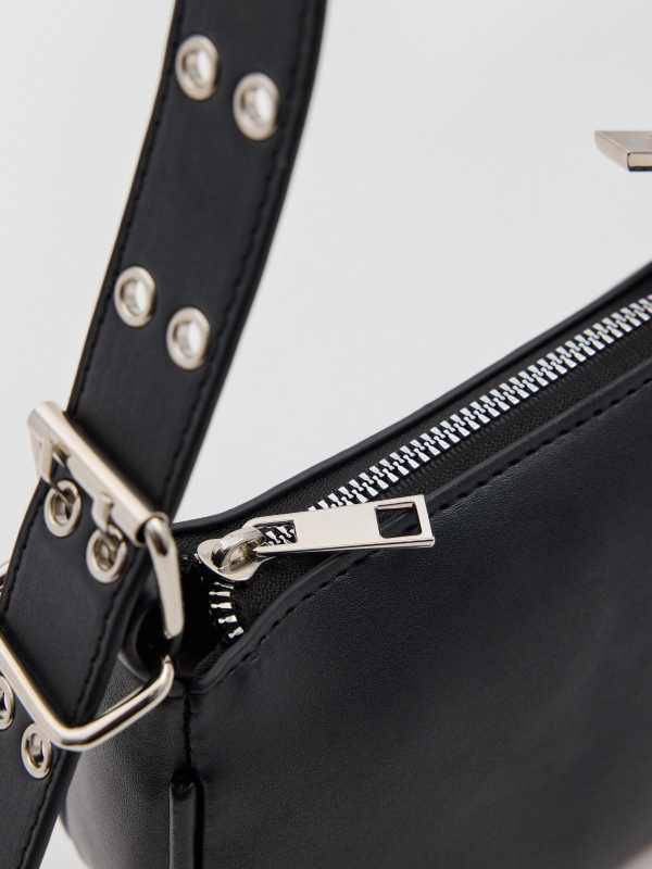 Shoulder bag with rings black detail view