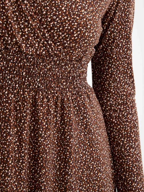 Animal print midi crossover dress chocolate back detail view