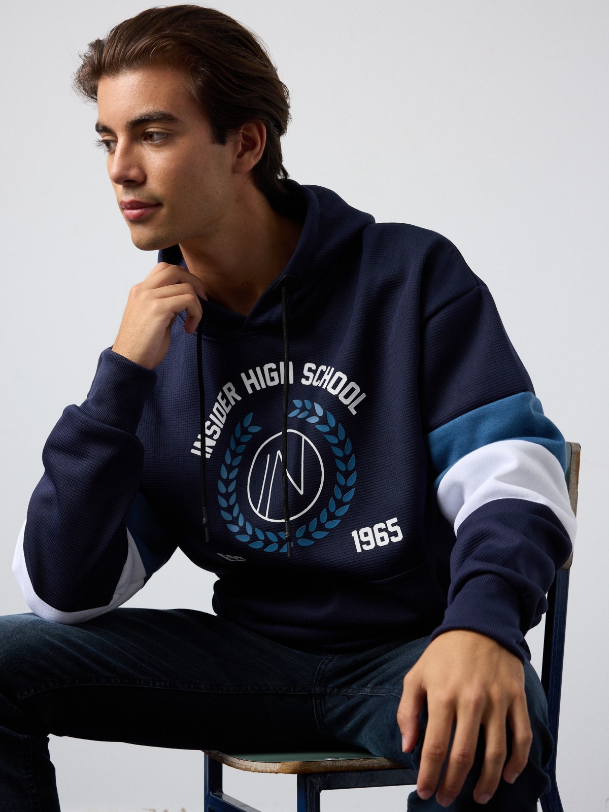 %New% Sudadera Insider High School azul marino