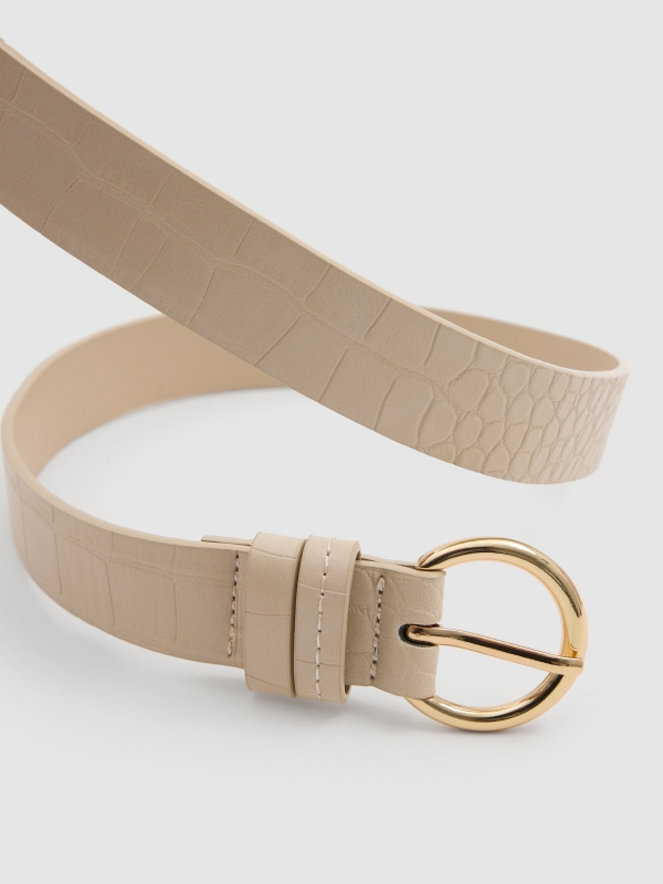 Beige snake patent leather belt beige detail view