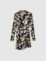 %Pto% Vestido mini fruncido estampado hojas multicolor vista frontal