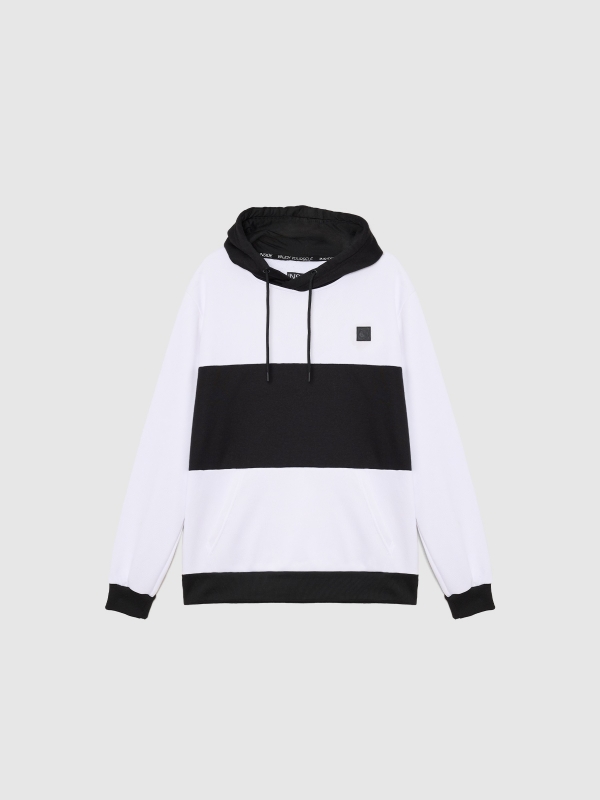  Color block hoodie white front view