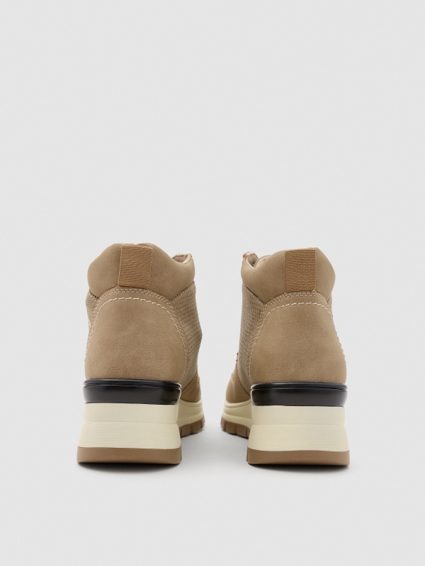 Elasticated wedge ankle boots beige detail view