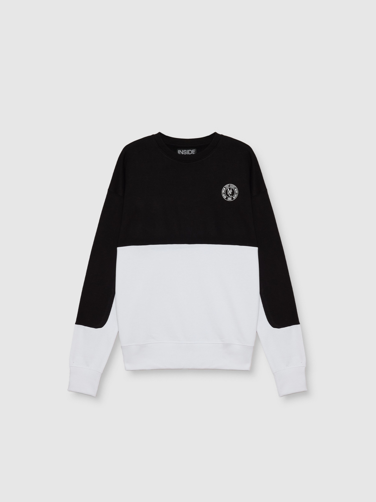  Sudadera color block new crew blanco vista frontal