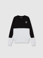 %Pto% Moletom color block new crew branco vista frontal
