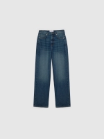 %Pto% Jeans Wide Leg de tiro alto azul oscuro vista frontal