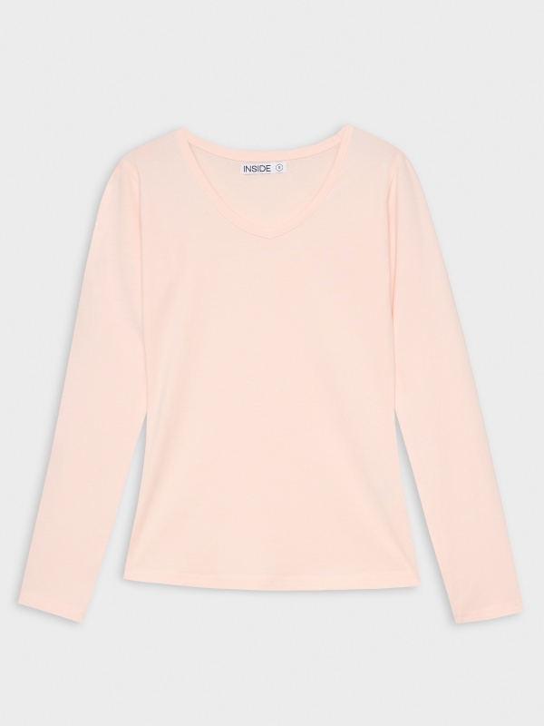  Basic V-neck T-shirt pink front view