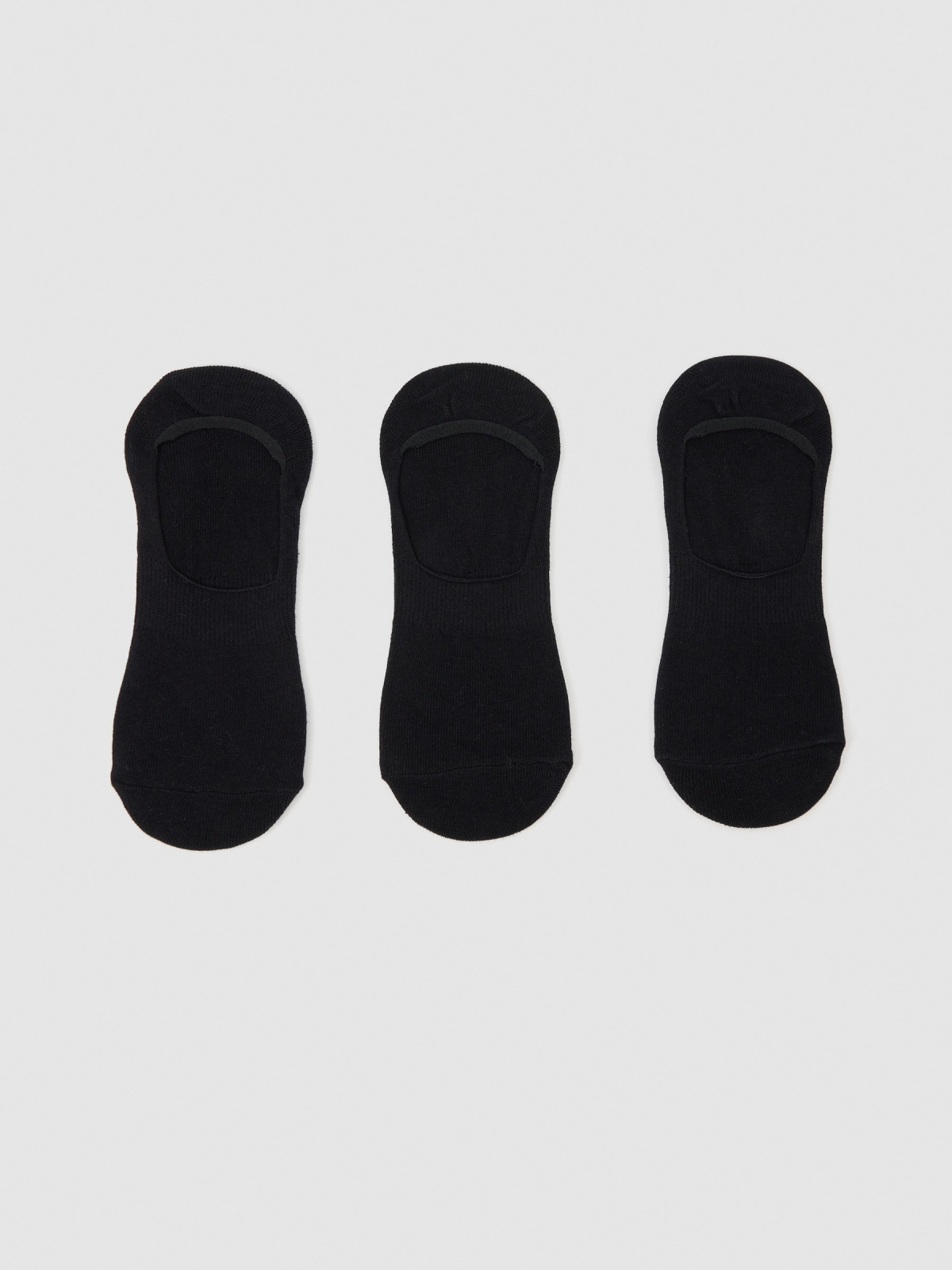 Black pinkies socks (3 pairs) black middle front view