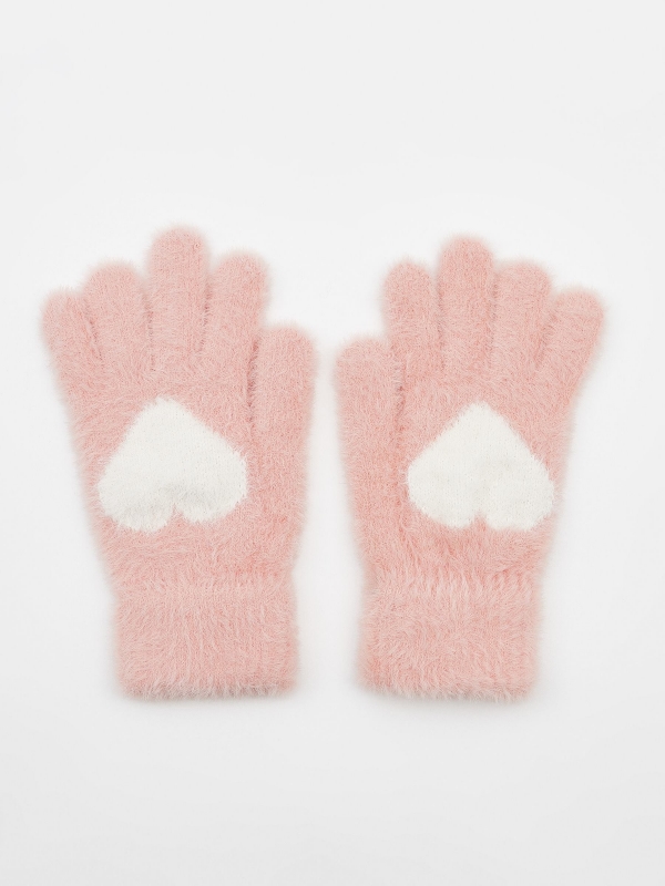 Pink gloves with heart