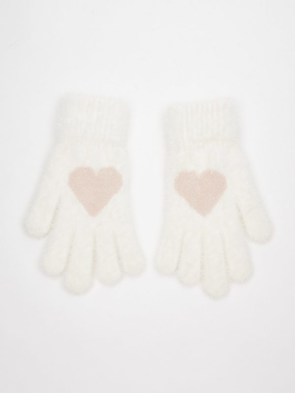 White pile effect glove