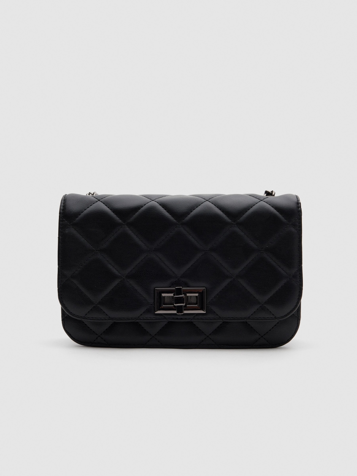Quilted patent leather bag black