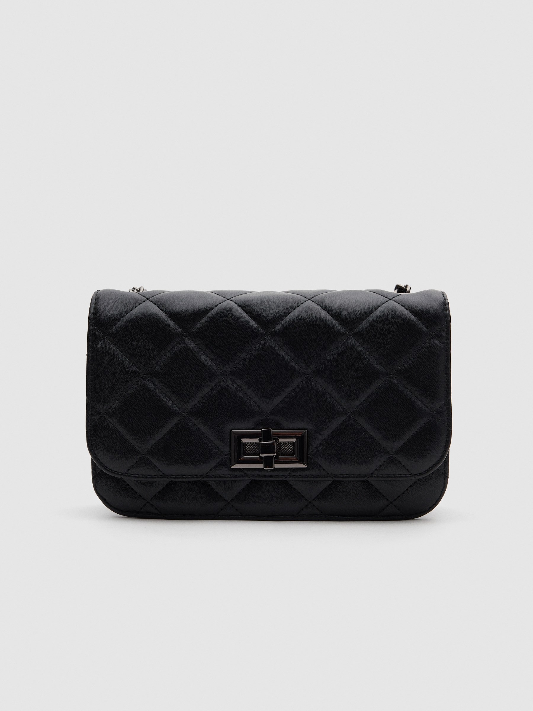 Quilted patent leather bag black