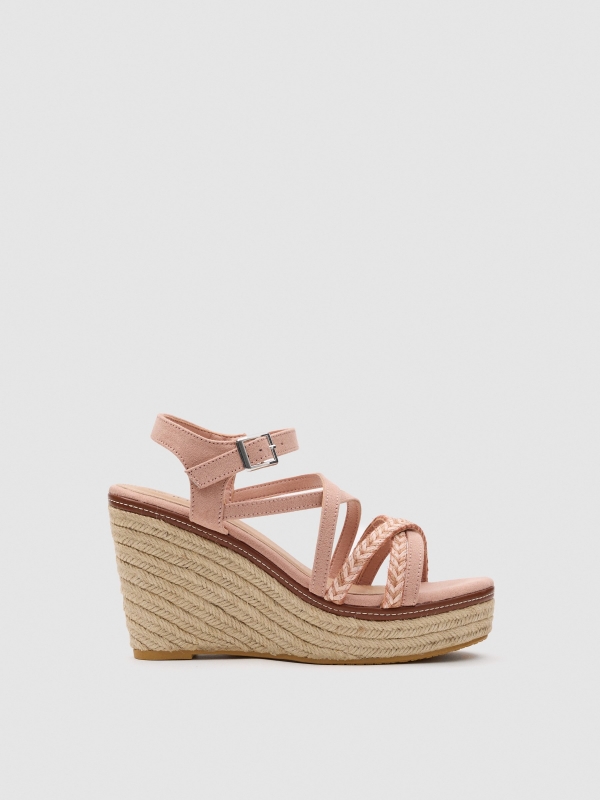 Wedge braided straps pink