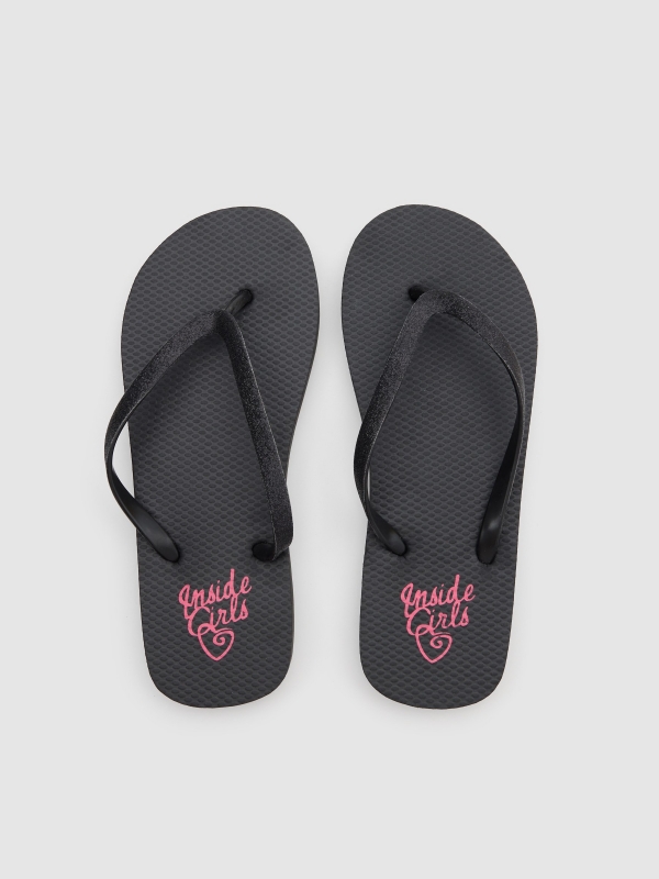 Black glitter flip flop