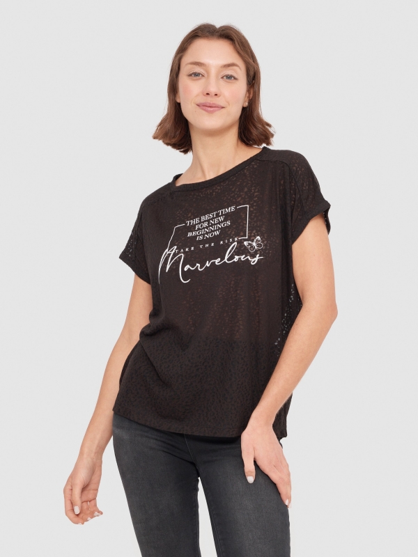 Camiseta Marvelous negro vista media frontal