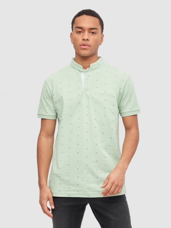 Polo estampado minimal menta vista media frontal