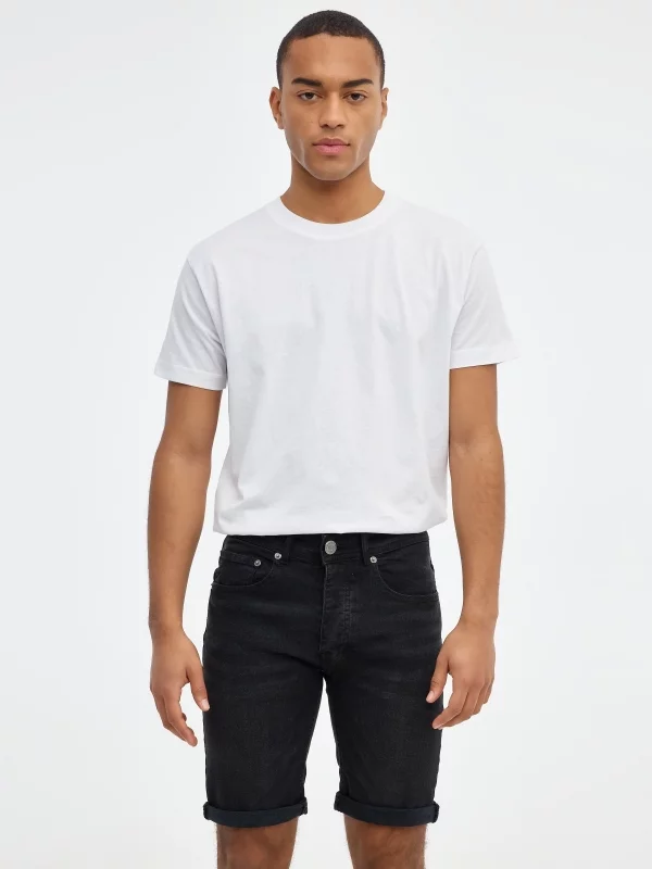 Bermudas denim preto básico