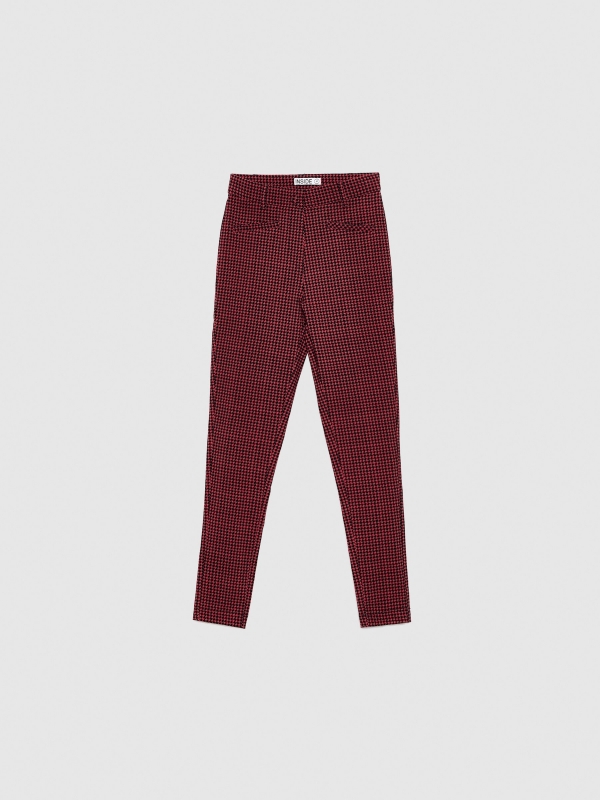 Superskinny gingham check leggings carmine detail view