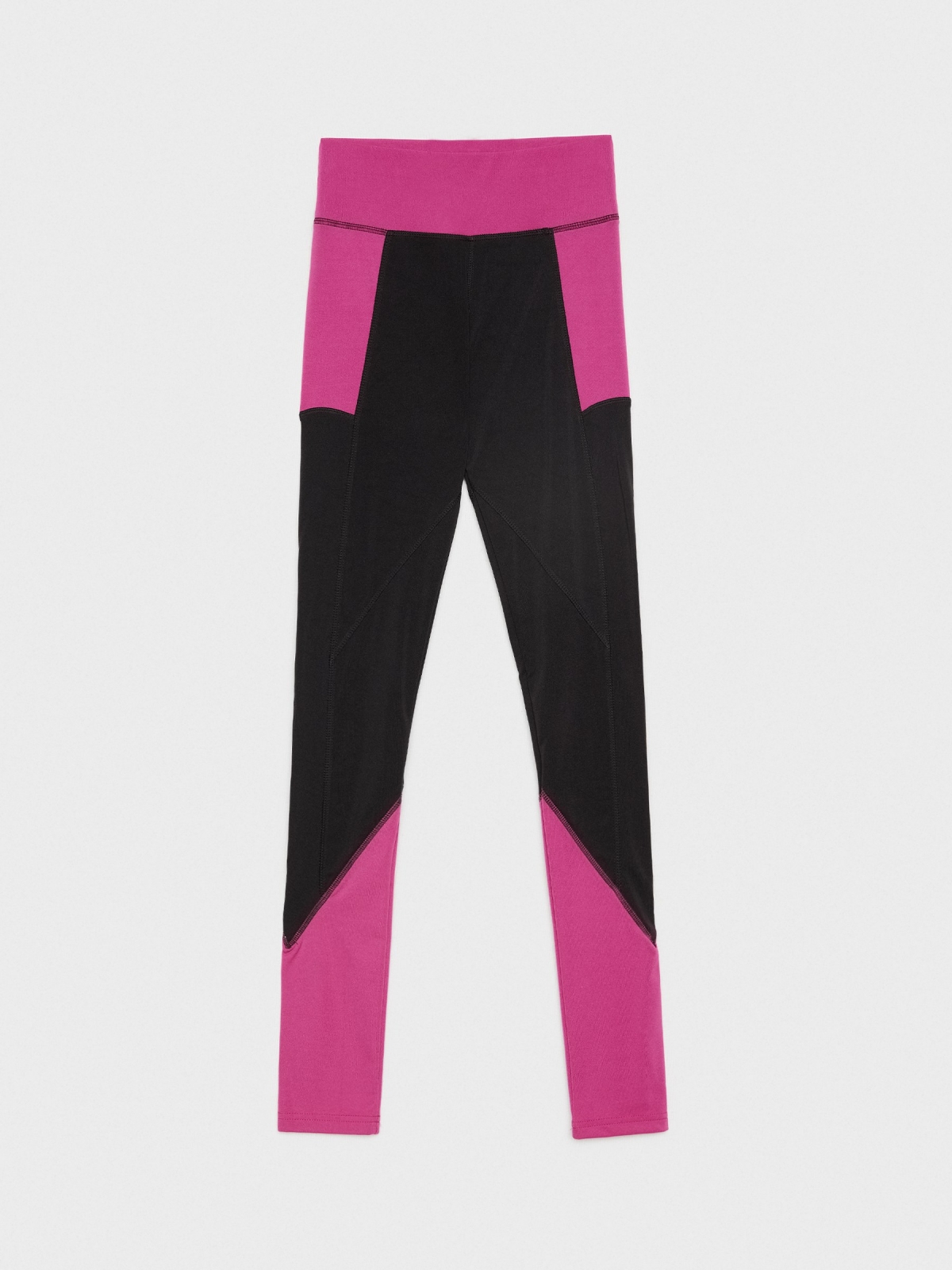  Black color block leggings black front view