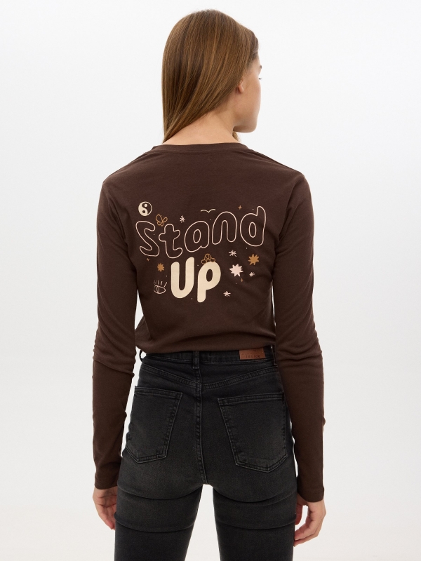 T-shirt with print chocolate middle back view