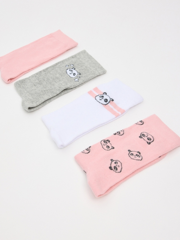 Pack of 4 panda print socks multicolor detail view