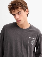 %Pto% Camiseta print texto melange oscuro