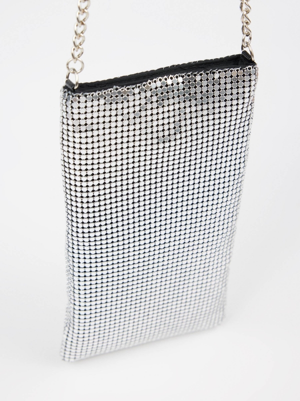 Metallic smartphone bag grey back view