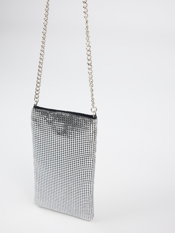 Metallic smartphone bag grey 45º side view