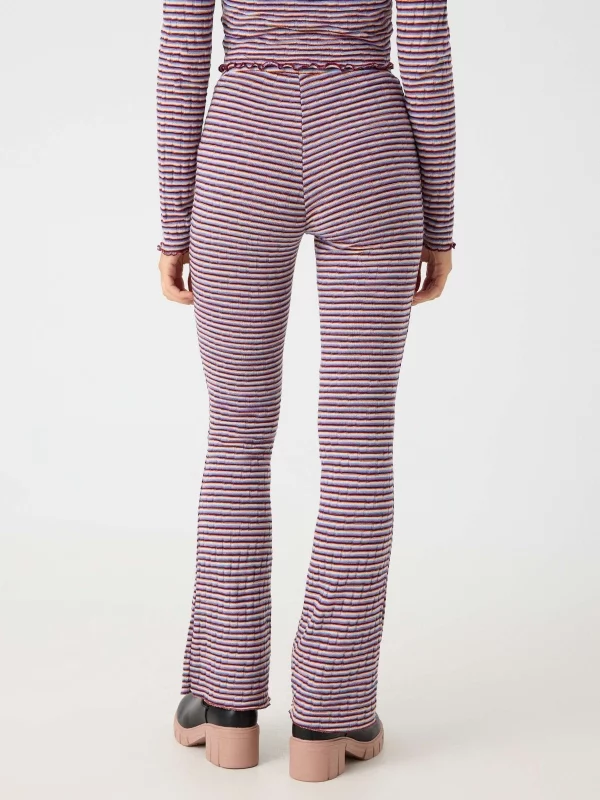 Striped flared pants multicolor middle back view