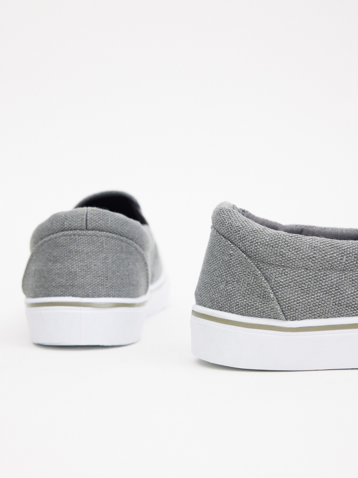 Gray elastic canvas sneaker grey detail view