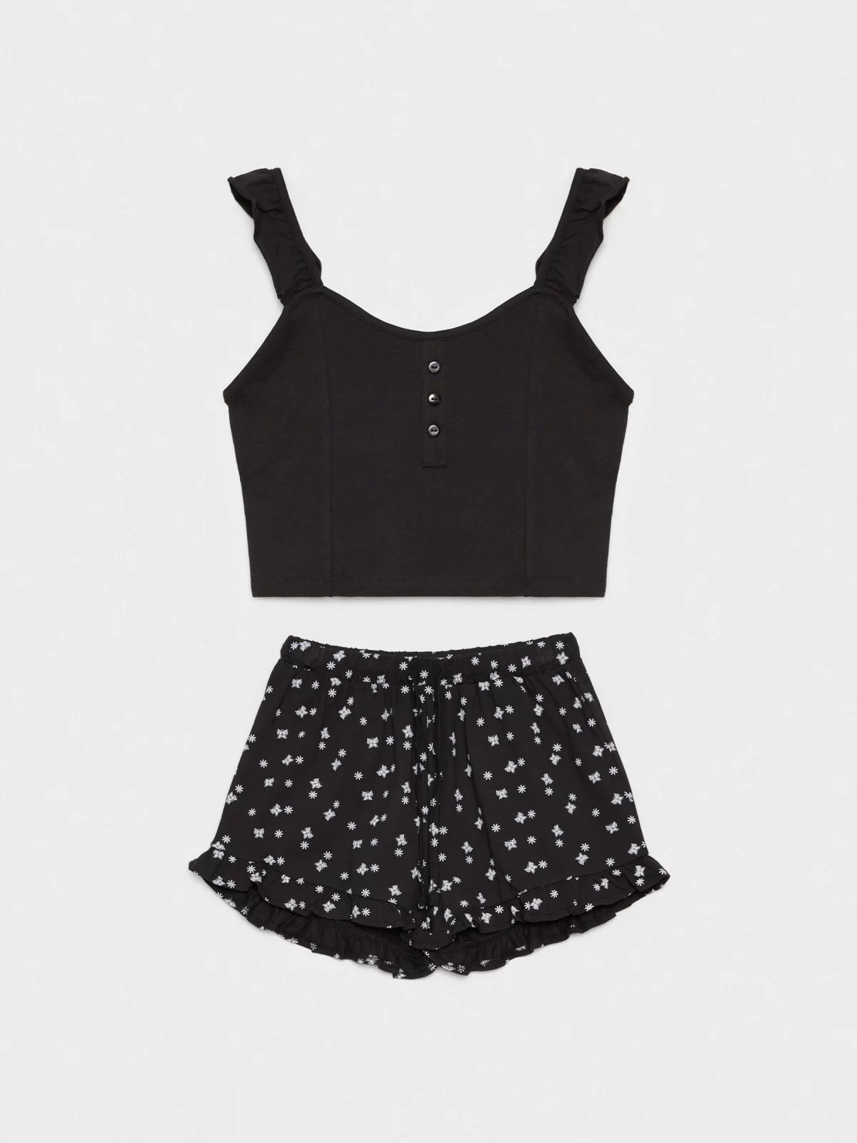 Pijama impresso em preto preto