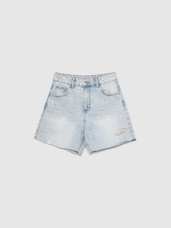 Regular high rise shorts blue front detail view