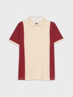 %Pto% Maroon color block polo shirt sand