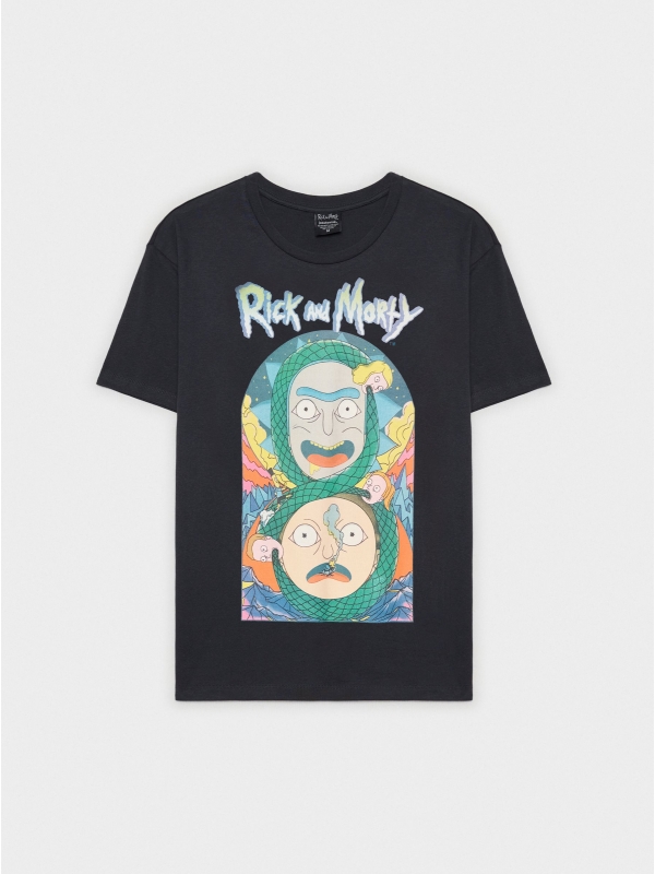  Camiseta Rick&Morty print negro