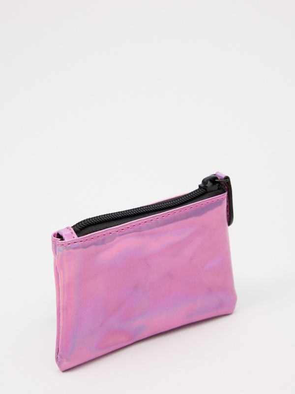 Monedero transparente rosado multicolor vista detalle