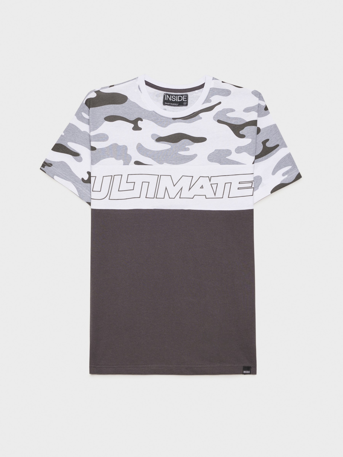  Camiseta multiestampado gris oscuro