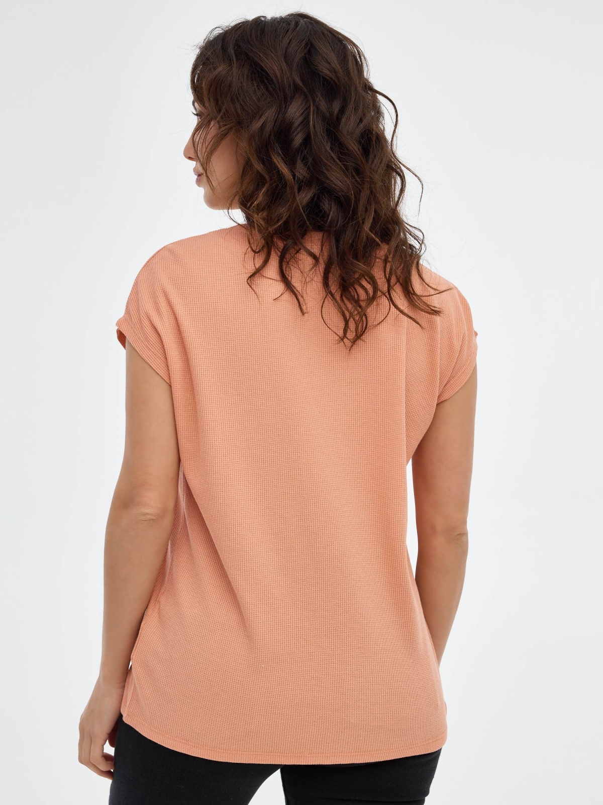 Basic regular T-shirt salmon middle back view