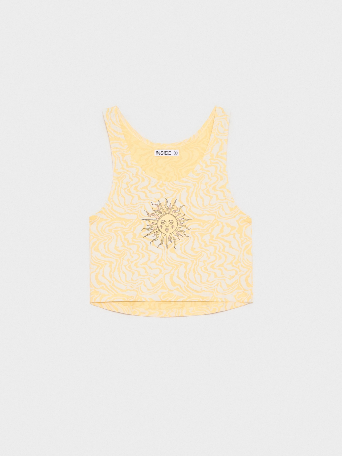  Camiseta Crop All Over Print amarillo claro