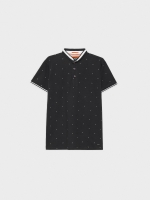 %Pto% Polo mini-geometrico print azul marino