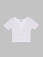 %Pto% Camiseta crop escote cruzado blanco
