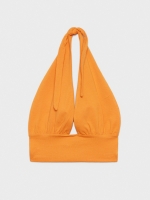 %Pto% Knotted halter crop top caldera orange