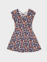 %Pto% Vestido mini de flores con caída azul