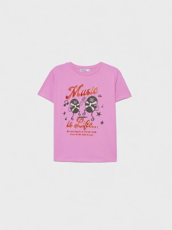  Camiseta oversized Music rosa