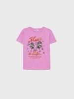 %Pto% T-shirt de música de grandes dimensões rosa