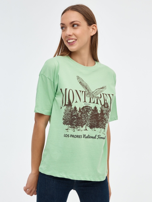 T-shirt de Monterey verde claro vista meia frontal