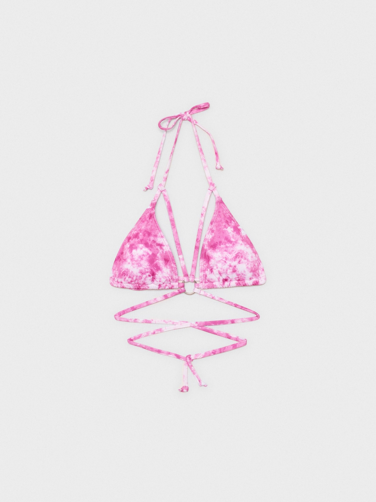  Strappy print bikini top fuchsia